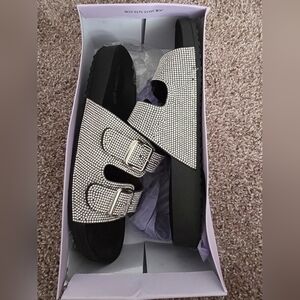 Madden Girl Silver Rhinestone Sandals
